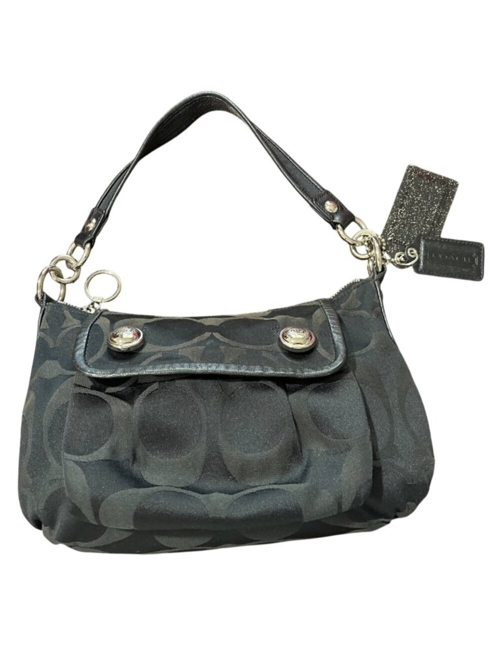 Coach Poppy Shoulder Bag Y2K Vintage Black With Red Satin Interior 13833